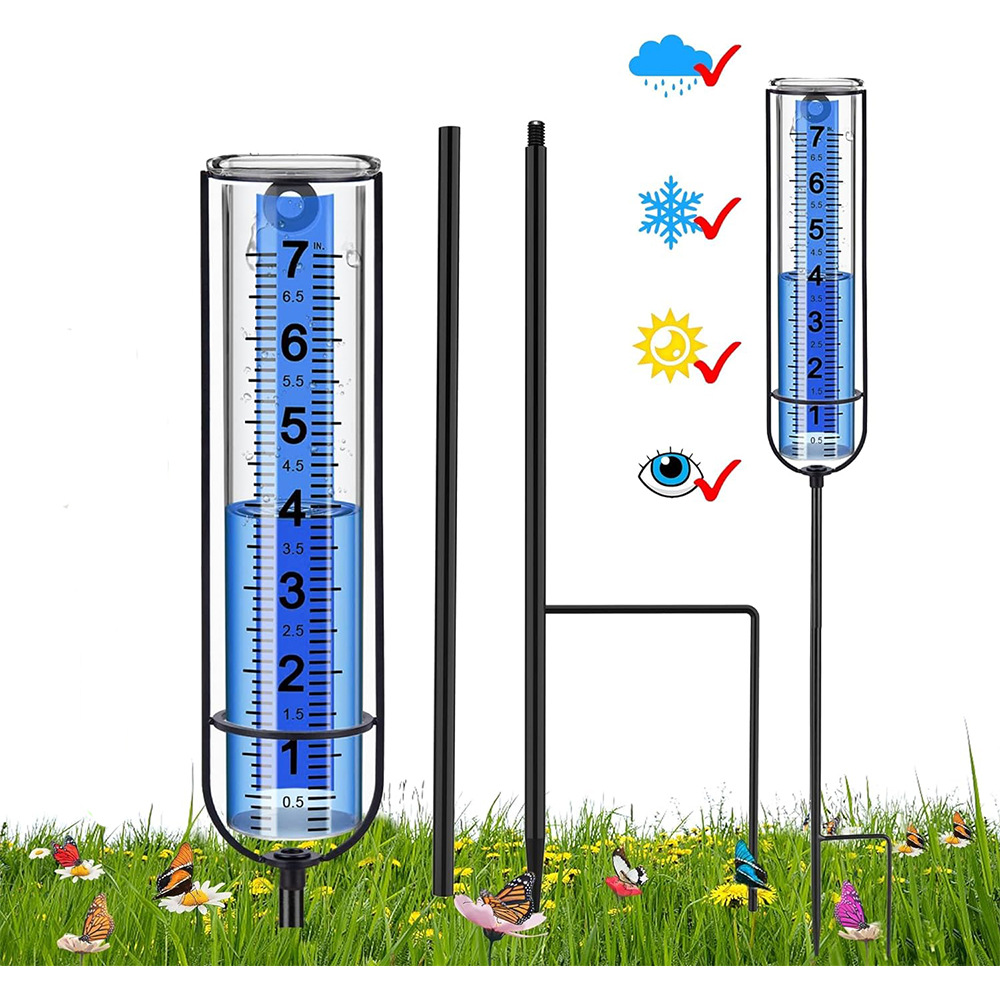 Pluviómetro nuevo, ajustable para exteriores, anticongelante, altura ajustable, desmontable, para jardín y césped