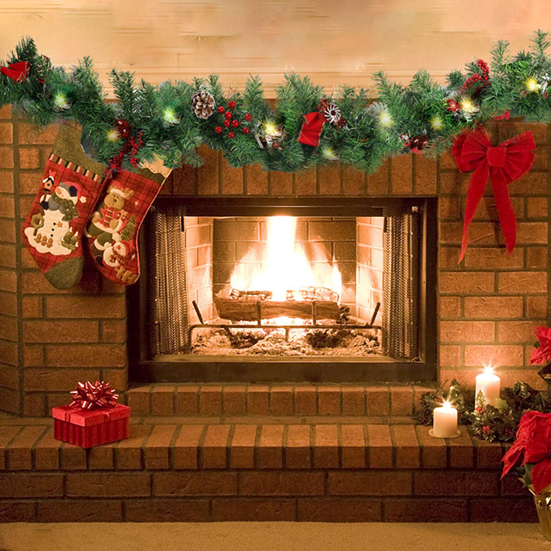 Navidad vines cifrado 2,7 metros con pinos pasamanos decoraciones navideñas vines decoraciones navideñas al por mayor