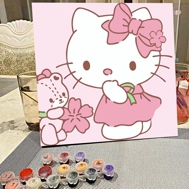 デジタル油絵diyの塗り絵の子供は漫画のアニメを埋めて色を塗ります。|undefined