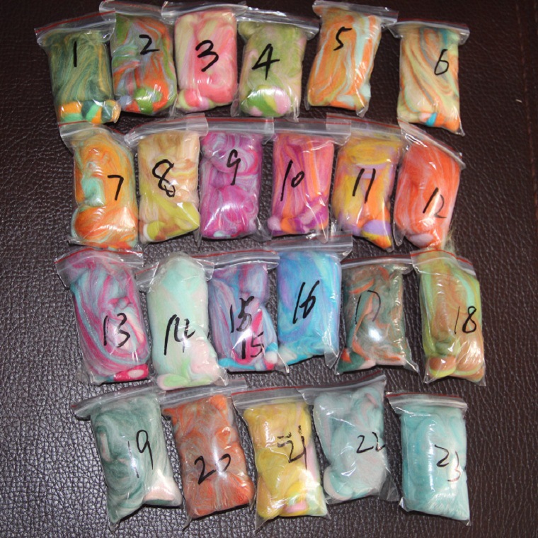 厂家供应66S混色夹花美利奴羊毛条戳戳乐DIY羊毛毡材料包