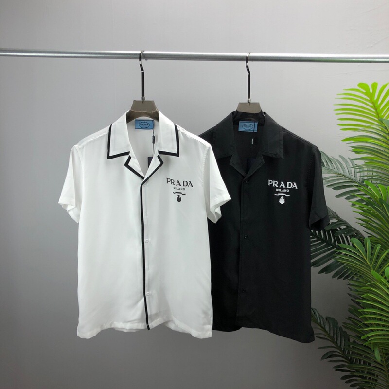 Fashion fashion brand European goods PA spring and summer short-sleeved shirt stitching color design classic letter printing foreign trade