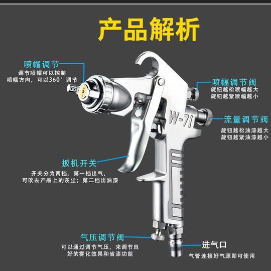 F75 paint spray gun w71 pneumatic upper and lower pot watering can Furniture car paint glue high atomization spray gun discount