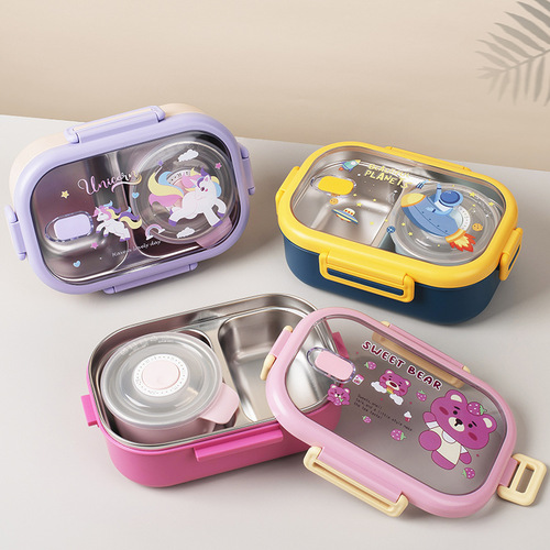 New 304 stainless steel insulated lunch box for male and female students and children portable compartmented lunch box canteen lunch box