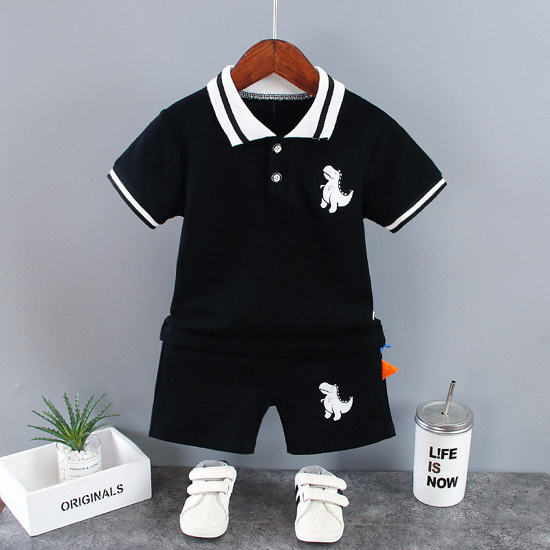 Bojiewen short-sleeved suit lapel dinosaur black