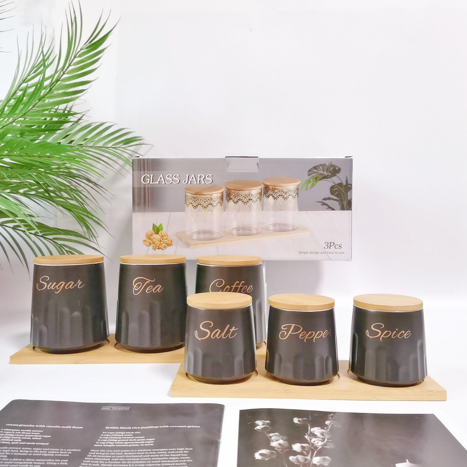 Exportación transfronteriza cerámica sellado tarro traje cocina condimento tarro multi-grano almacenamiento tarro café tarro de té tarro de azúcar