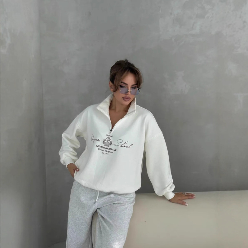 Street Style Fashionable and Stylish Design Niche Printed Loose and Versatile Autumn and Winter European and American Style Thickened Sweatshirt for Women Street Style Fashionable and Stylish Design Niche Printed Loose and Versatile Autumn and Winter European and American Style Thickened Sweatshirt for Women