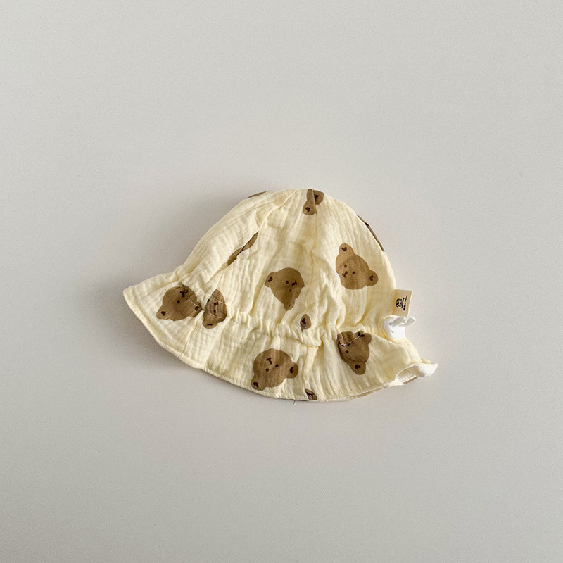 Sombrero para bebés primavera y otoño delgado algodón dibujos animados osos ajustables para bebés varillas sombrero pescador sombrero brotes