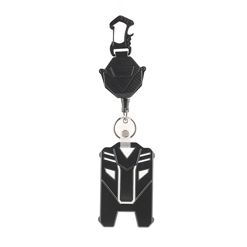 Funda para tarjetas de identificación al aire libre Funda para tarjetas de etiqueta de trabajo para PC Llavero de identificación retráctil Hebilla fácil de tirar Cuerda de alambre anti-pérdida