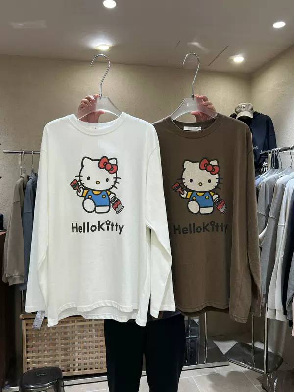 เสื้อยืดซับในแขนยาว คอรอบ สไตล์เกาหลี ใส่ลำลอง ใช้งานได้หลากหลาย ลดอายุ ลายการ์ตูนเฮลโลคิตตี้ คอลเลกชันฤดูใบไม้ร่วง