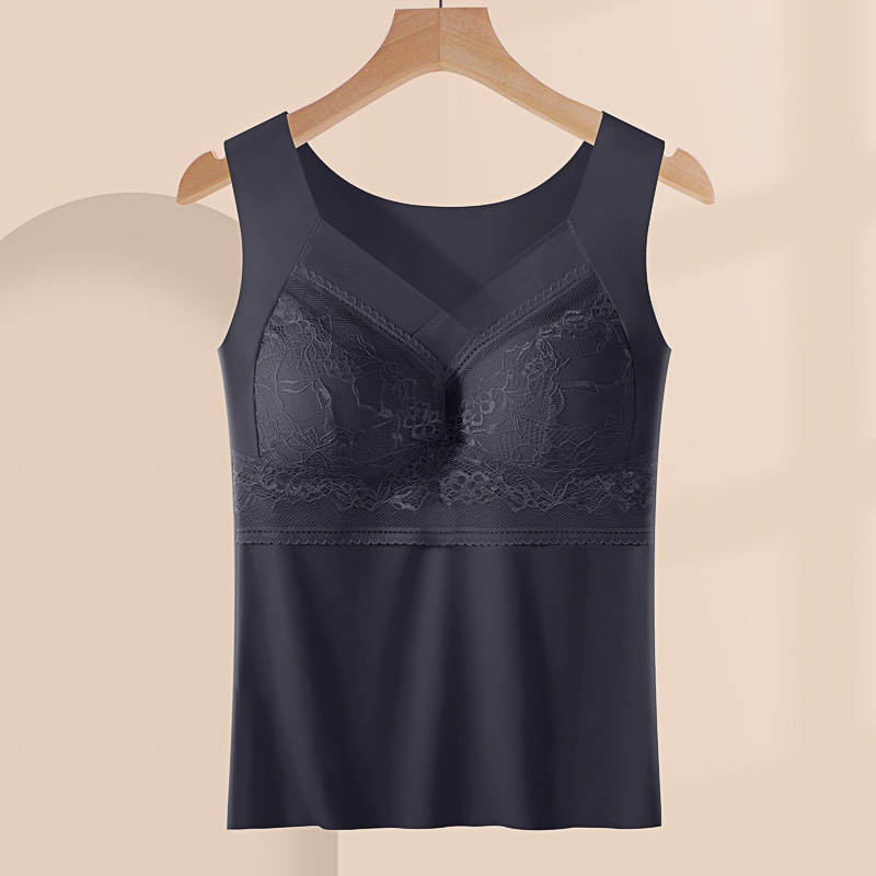 Push up taza fija colección de mama desgaste exterior sin costuras chaleco de fondo para las mujeres Delgadas de seda de hielo belleza espalda camisola de encaje chaleco para las mujeres