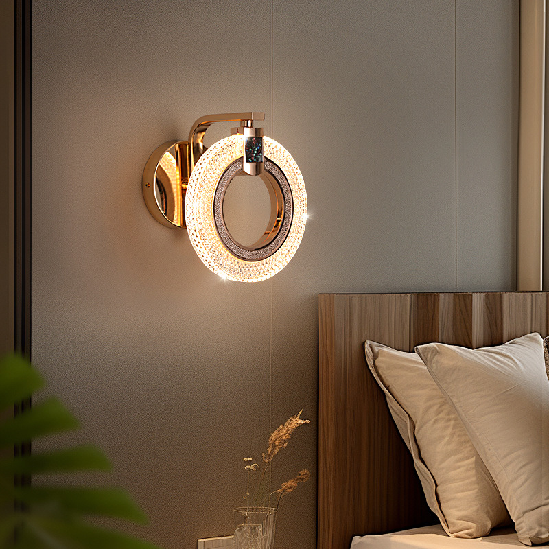 Moda 2025 lámparas simples escaleras de pared lujosas de fondo lujosas lámparas de cama de pared de dormitorio lámpara de sala de estar