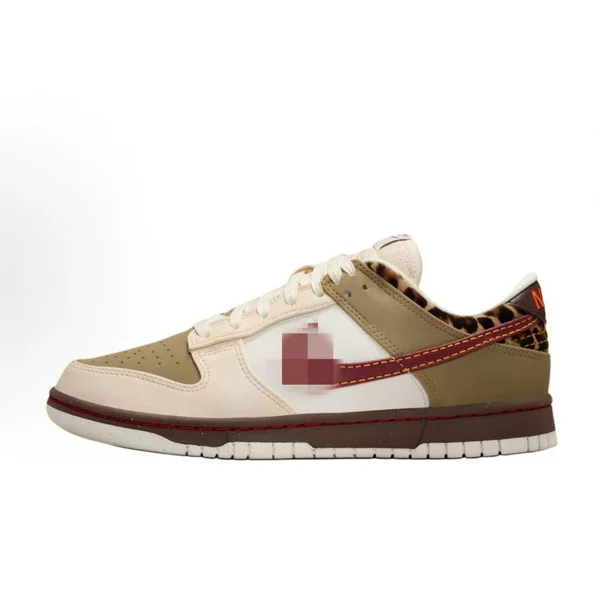 [in Stock] Putian Pure Original High-End Version Dunk Sb Low Beige-Red-Brown Leopard Print Sneakers