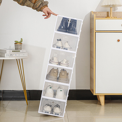 Thickened Storage Box Plastic Household Transparent Storage Box PP Stackable Lid Drawer Style Shoe Rack Wholesale