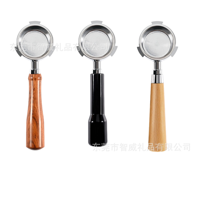 Factory Wholesale Delonghi Bottomless Coffee Handle 51mm Italian Coffee Machine Accessories Household Three-Ear Solid Wood Handle in Stock