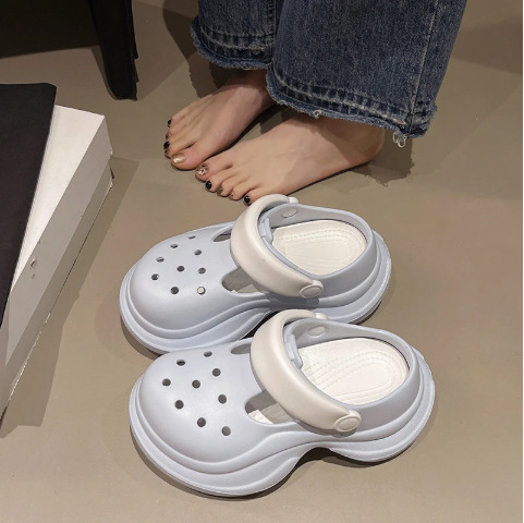 Spring and summer new fashion simple slim-waist two-tone women's outdoor clogs with thick soles and height increase, slip-on women's clogs Spring and summer new fashion simple slim-waist two-tone women's outdoor clogs with thick soles and height increase, slip-on women's clogs