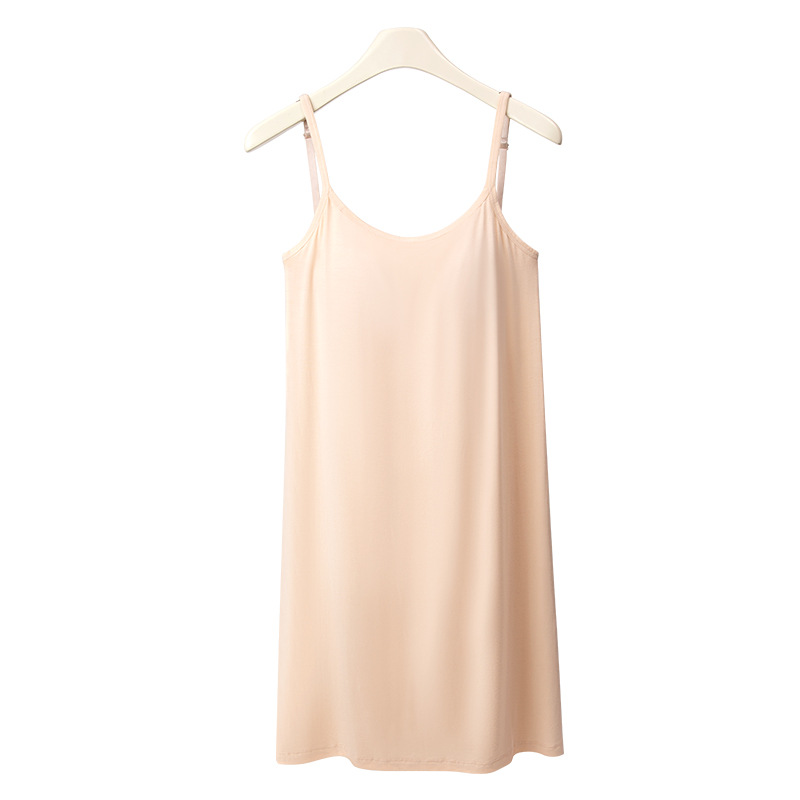 Modal camisola underskirt con almohadilla en el pecho anti-penetración underskirt Chaleco de longitud media vestido de camisola de gran tamaño