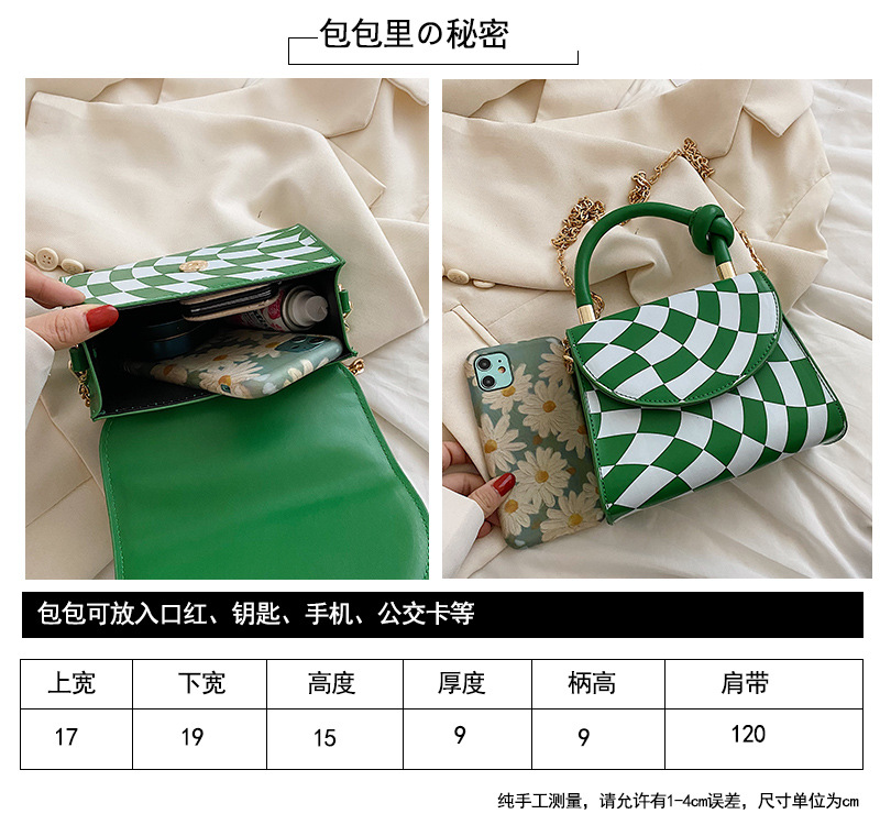 Women's 2022 New Plaid Small Square Bag Chain Messenger Bag 19*15*9cm display picture 26