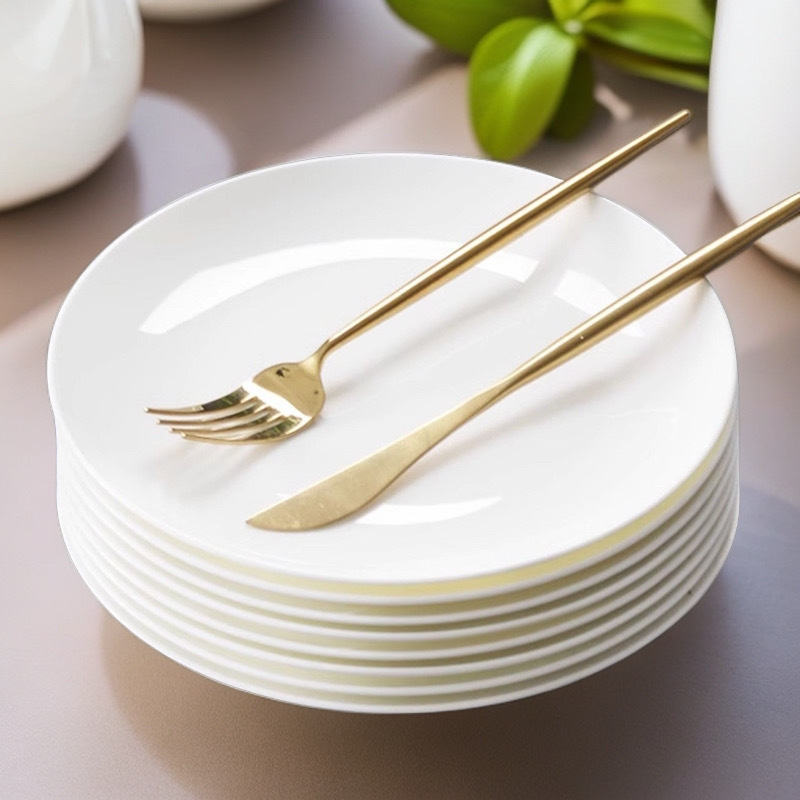 陶瓷骨瓷盘子圆盘菜盘家用深盘餐具白汤盘炒菜碟子盘饭白色供应链|undefined