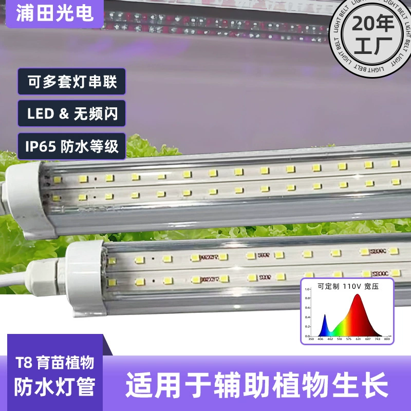 Светодиодная лампа T8 для растений, интегрированная, для тканевых культур и рассады, IP65, для гидропоники, дополнительное освещение для овощей, полный спектр