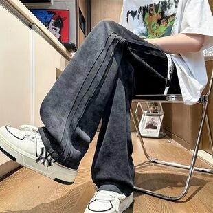American-style indentation tie-dye dirty pants men's and women's casual pants trend new design casual straight loose sports pants