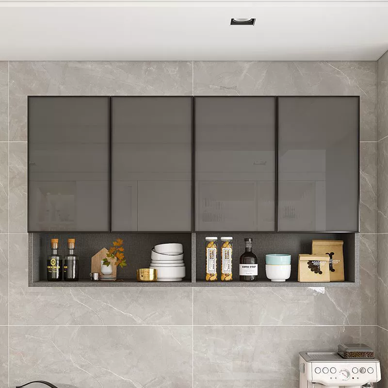 Кухонный настенный шкаф из алюминия и массива дерева, многофункциональный шкаф для хранения в столовой, кухонный подвесной шкаф, шкаф для хранения