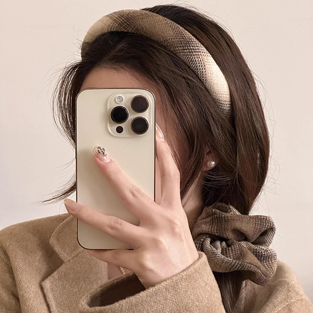 British style pattern fabric headband for women, high-end sense, foreign style fashion headband, simple large intestine hair band for women_voghion.com