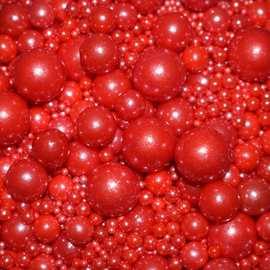 红色系列网红蛋糕装饰糖珠500g彩糖珠红色大号小珍珠糖彩珠烘焙豆