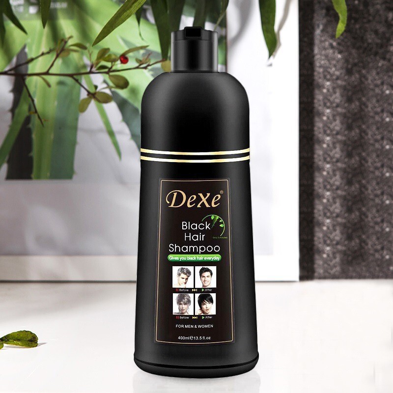 Dexe一支黑跨境英文染发剂植物黑色盖白发外贸泡泡一洗就黑染发膏|undefined