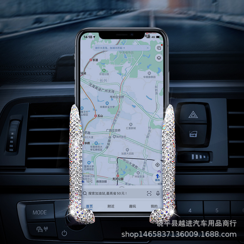 Soporte de coche con sensor de gravedad de diamante para teléfono móvil con tobera Soporte de teléfono móvil con hebilla de ventilación con taladro