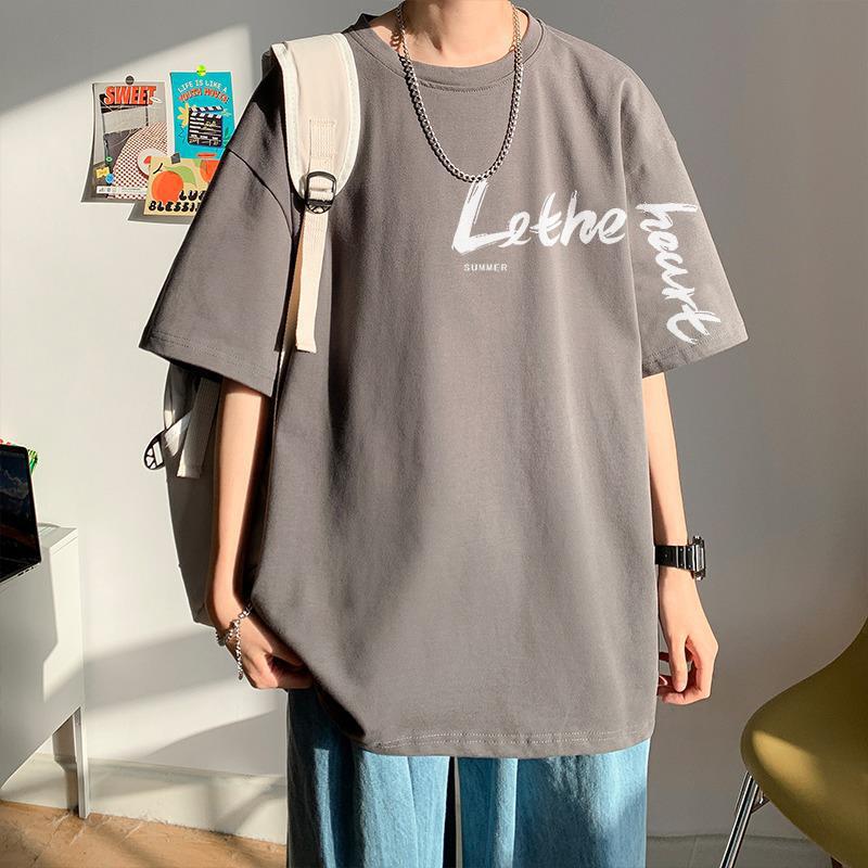 100%纯棉重磅大码宽松2-300斤潮牌短袖T恤男夏季半袖百搭显瘦衣服|undefined