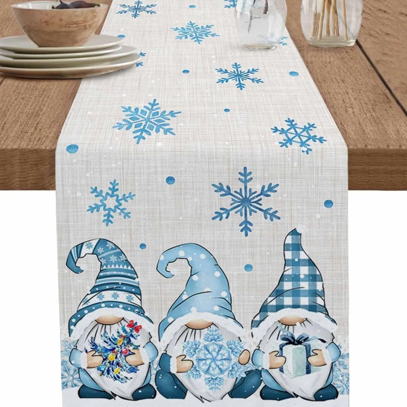 Amazon nueva bandera de mesa de Santa Claus blanca mesa de té de Navidad sala de estar dormitorio mesa de decoración de fondo