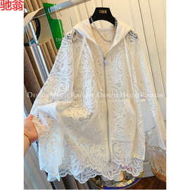 A3I胖MM特大码300斤夏季度假风法式气质钩花蕾丝连