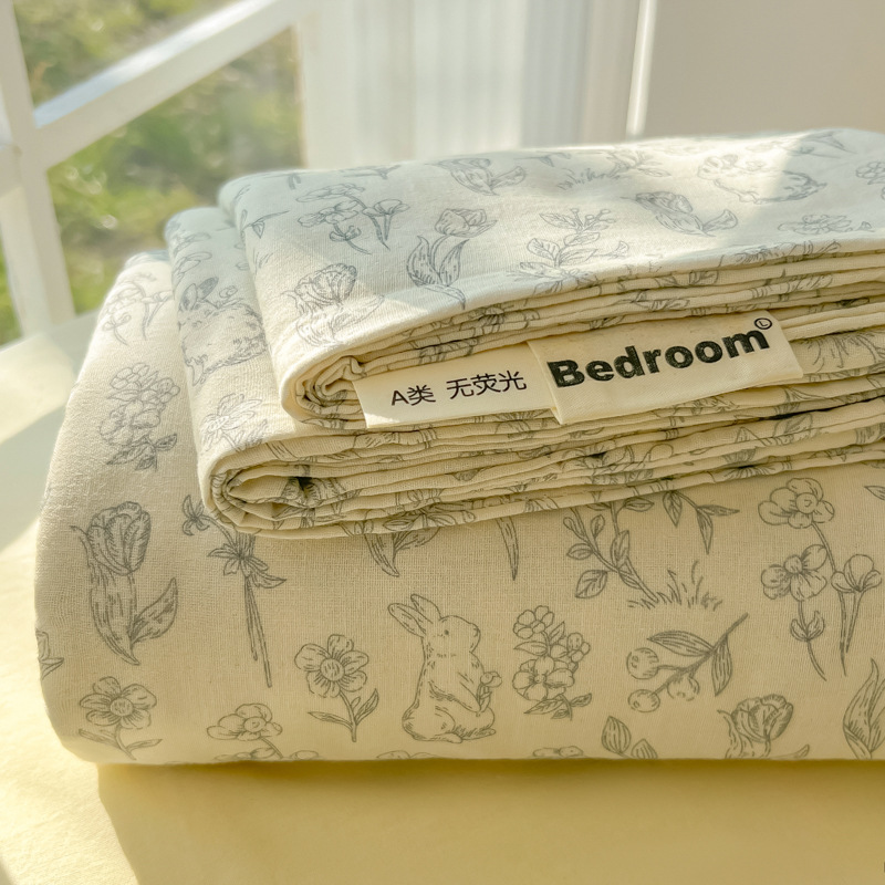 母子グレード A タイプ裸睡眠純綿シーツ小さな新鮮な綿シングルピース学生寮シングルとダブル枕カバー 3 点セット