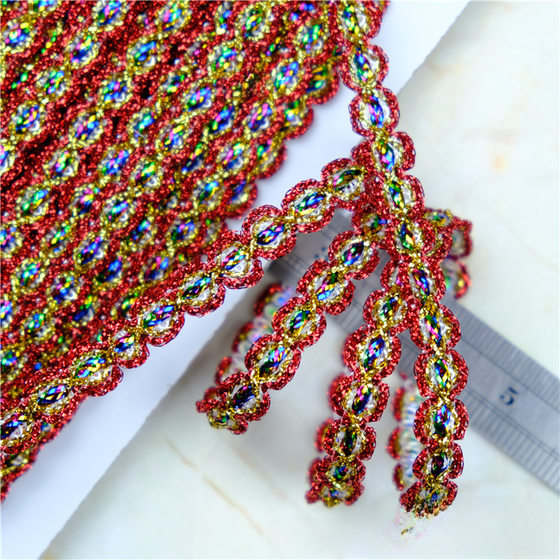 Wholesale 8-character gold and silver ribbon with color lace wavy edge clothing technology accessories decorative edge plate 18 meters