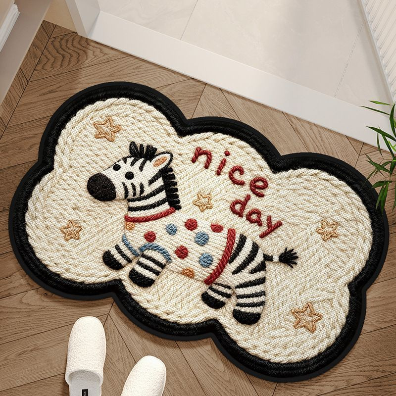 Hot Selling Cartoon Puppy Linen Carpet Bathroom Toilet Instant Water Absorption Non-Slip Floor Mat Entrance Door Decorative Foot Mat