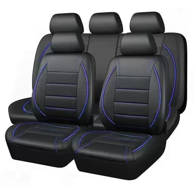 Arc Pull Strap, Leather Style, Universal seat cover - blue-bar-2-piece-set-single-seat