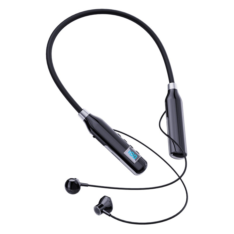 Tiktok caliente-Venta de auriculares Bluetooth para colgar el cuello de gran potencia con pantalla digital juego de deportes Neck-hanging Bluetooth headset Card-inserting