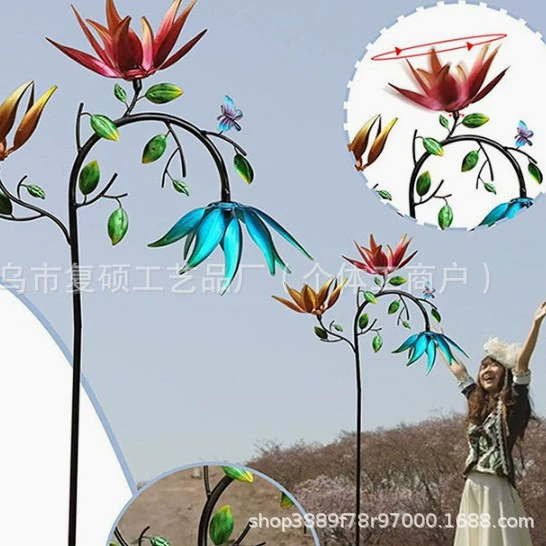 Новинка для трансграничной торговли: металлическая ветряная мельница-подсолнух, красочная, вращающаяся, для украшения сада и газона, подарок, художественная ковка