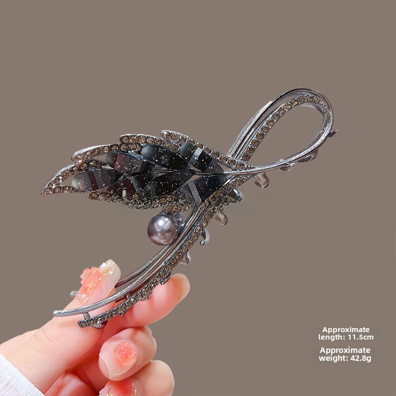 Temperamento Full Diamond Metal Shark Clip Hairpin Back Head Coil Hair Grab Clip Donna Primavera Estate Super Large Clip Copricapo Hair Grab_voghion.com