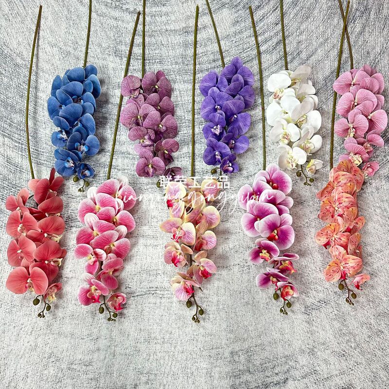 New 9 3D Printing Phalaenopsis Artificial Flower Light Luxury High-end Flower Arranging Wedding Living Room Dining Table Ornaments Decorative Flowers