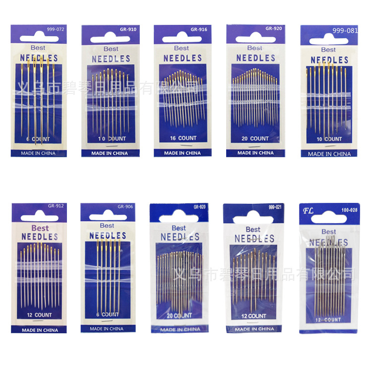 Embroidery hand-stitch needle, big-eyed double swallow needle, golden-tailed hand-stitch needle, high-quality blue card golden-tailed hand-stitch needle