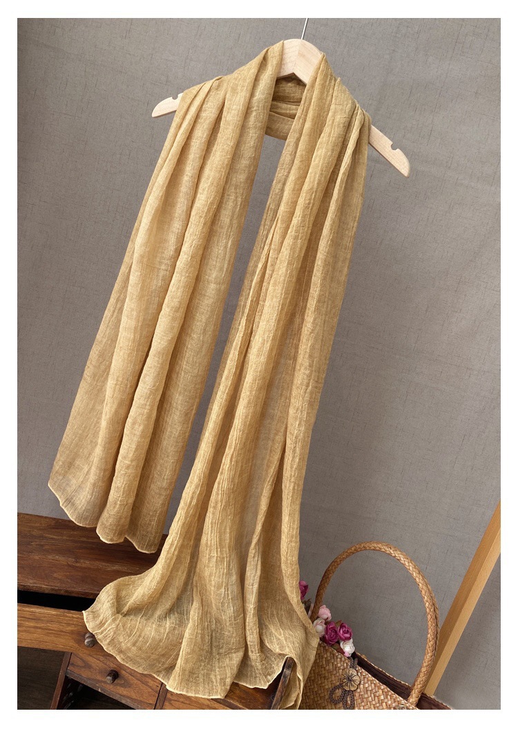 Sciarpa tinta unita in cotone e lino, sottile, da donna, in morbida seta, stile retrò, versatile, per primavera e autunno_voghion.com