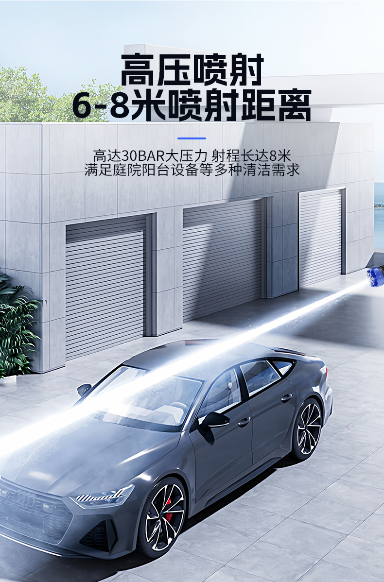 Foldable high-pressure car wash water gun, lithium battery car washer, portable water tank, new wireless water gun tool, high-power for home use
