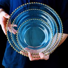 鸿海金色珠烤盘珠盘银珠盘珠点玻璃盘13inch欧式餐具垫盘