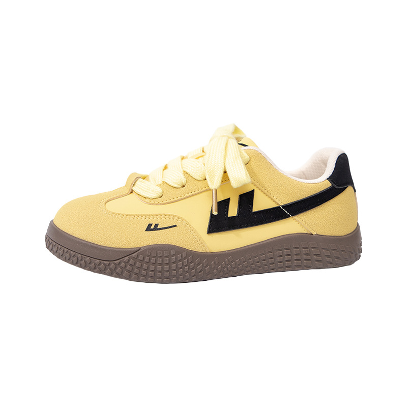 Zapatos de entrenamiento alemán estilo universitario amarillo jengibre zapatos casuales de suela suave para estudiantes nuevos zapatos bajos de todo fósforo para mujeres