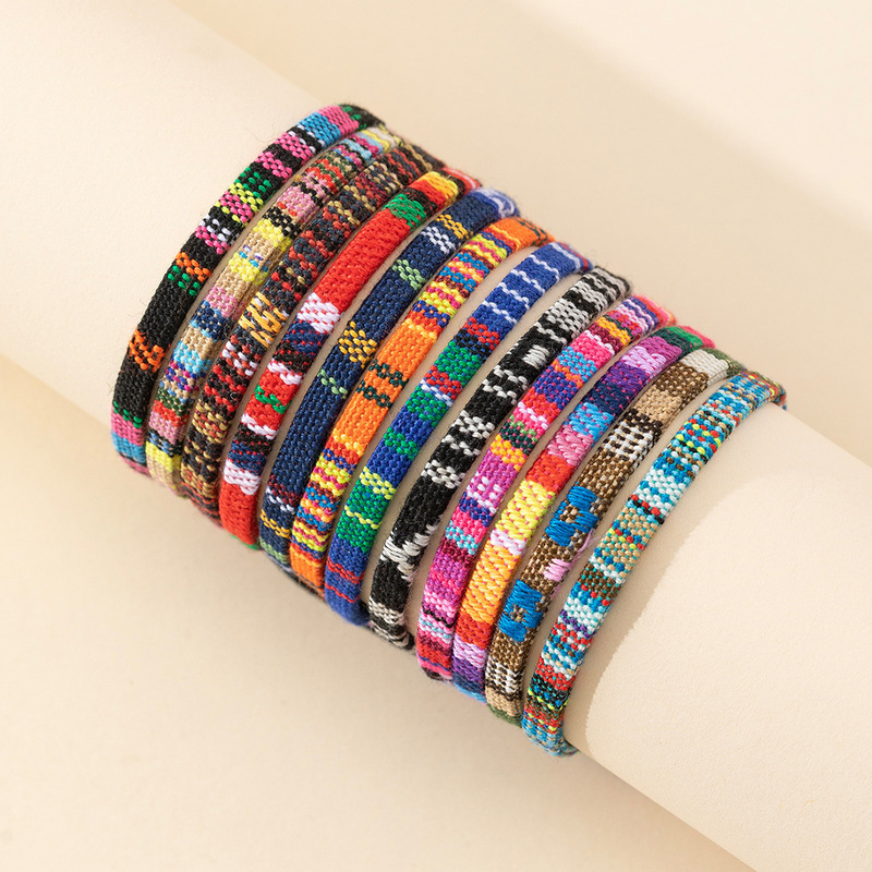 Cross-Border Hot-Selling Woven Bracelets, Hand-Woven Rope Finished Products, Adjustable Colorfulful Cotton and Linen Niche Versatile Woven Bracelets Cross-Border Hot-Selling Woven Bracelets, Hand-Woven Rope Finished Products, Adjustable Colorfulful Cotton and Linen Niche Versatile Woven Bracelets