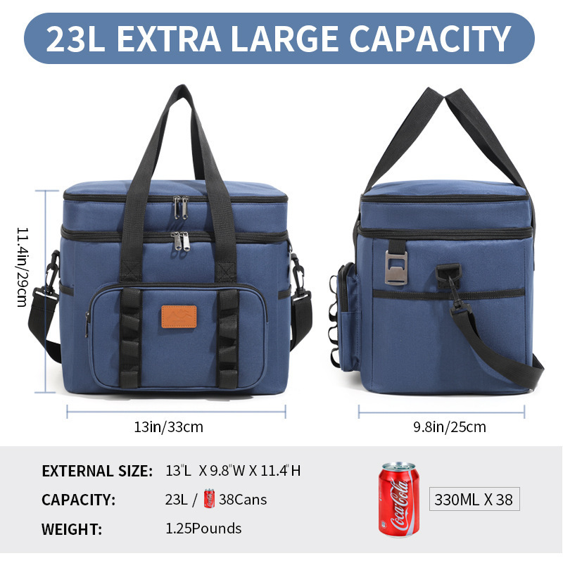 Transfronterizo Amazonas gran capacidad al aire libre camping bolsa de hielo picnic espesar aluminio aislamiento frío paquete de frutas frescas