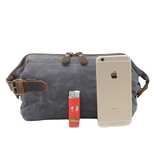 Amazon-style men's clutch bag, oil-waxed canvas toiletry pouch, vintage-style wristlet, top-layer cowhide wrist bag
