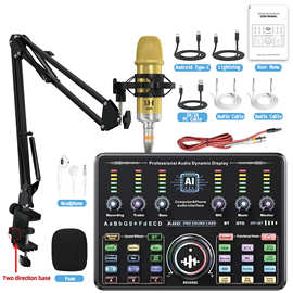 电脑专业录音声卡手机直播电容麦克风配套声卡套装 直播声卡全套