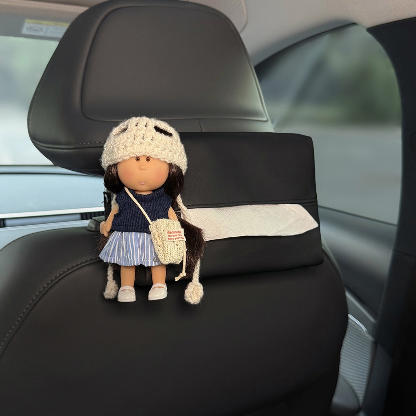 Cute Potato Sister Car Tissue Box, 2026 New Model, Hanging Design for Car Rear Headrest, Adds a Touch of Elegance